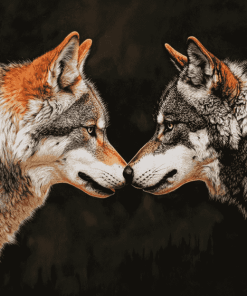 Face to Face Wolves Diamond Painting