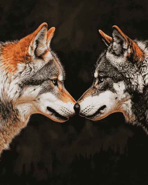 Face to Face Wolves Diamond Painting