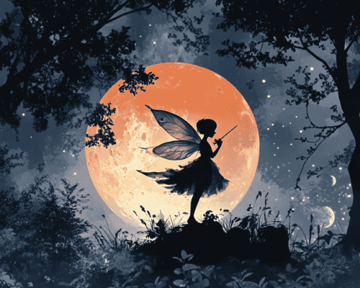 Fairy Moon Silhouette Diamond Painting