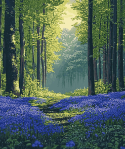 Fantasy Bluebells Forest Diamond Painting