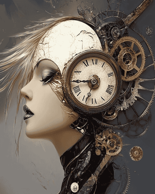 Fantasy Clock Woman Diamond Painting