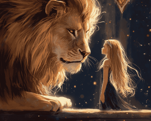 Fantasy Girl and Lion Diamond Painting