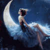 Fantasy Girl on Crescent Moon Diamond Painting