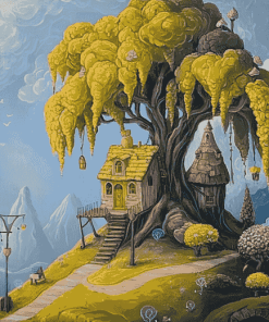 Fantasy Treehouse Landscape Diamond Painting