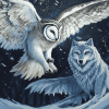 Fantasy Wolf and Owl Diamond Painting