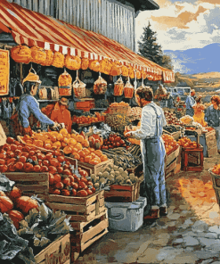 Farmers Market Scene Diamond Painting