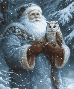 Father Frost Christmas Owl Diamond Painting