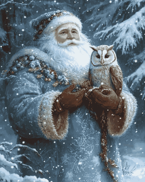 Father Frost Christmas Owl Diamond Painting