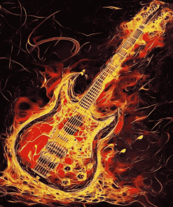 Fiery Guitar Diamond Painting