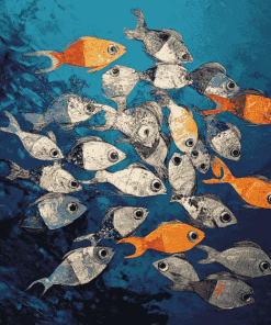 Fish School Koi Carps Diamond Painting