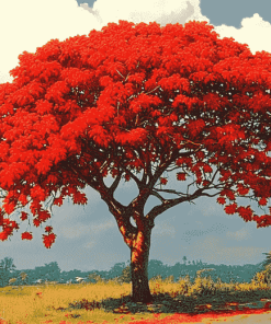 Flamboyant Tree Landscape Diamond Painting