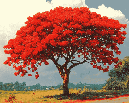 Flamboyant Tree Landscape Diamond Painting