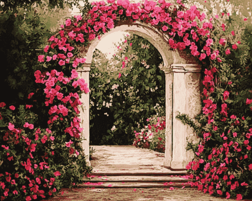 Floral Archway Blossoms Diamond Painting