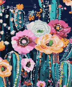 Floral Cactus Blossoms Diamond Painting