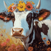 Floral Cow Diamond Painting