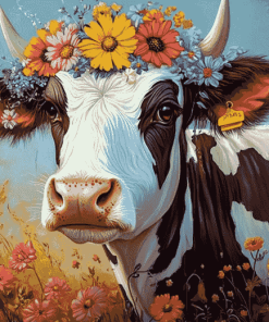 Floral Cow Diamond Painting