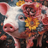 Floral Pig Art Diamond Painting