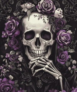 Floral Skull with Roses Diamond Painting