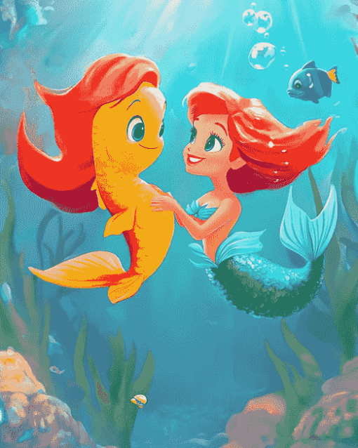 Flounder and Ariel Cartoon Diamond Painting