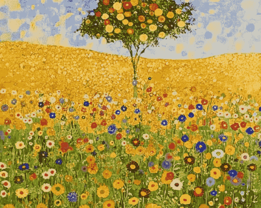 Flower Fields by Klimt Diamond Painting