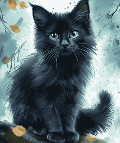 Fluffy Black Kitty Diamond Painting