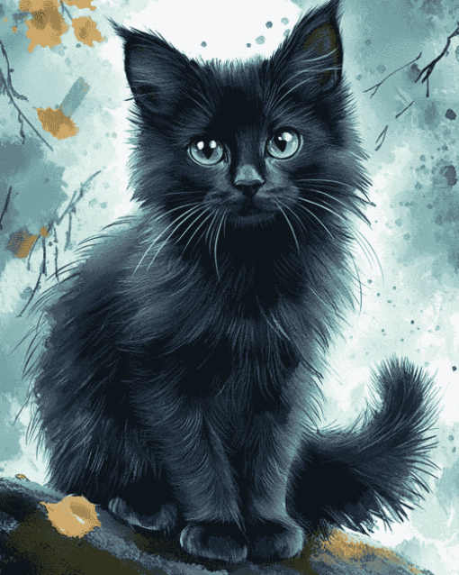 Fluffy Black Kitty Diamond Painting