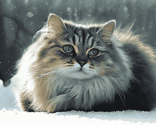 Fluffy Siberian Kitty Diamond Painting