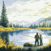 Fly Fishing Cartoons Diamond Painting