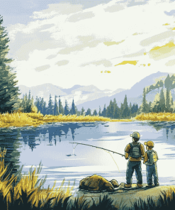 Fly Fishing Cartoons Diamond Painting