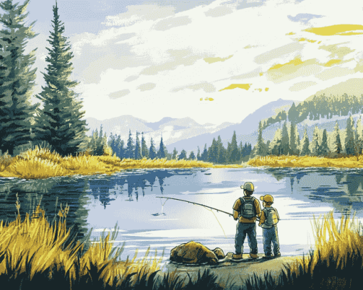 Fly Fishing Cartoons Diamond Painting