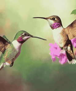 Flying Hummingbirds Pink Diamond Painting