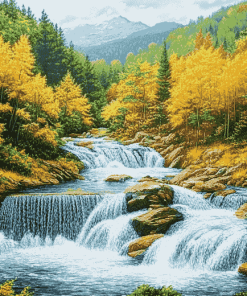 Forest Waterfalls Diamond Painting