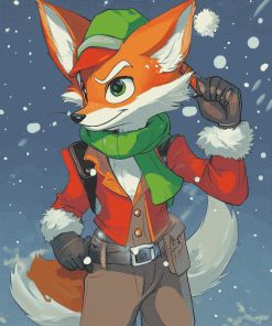 Fox McCloud Christmas Magic Diamond Painting