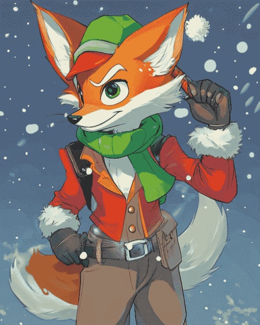 Fox McCloud Christmas Magic Diamond Painting