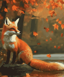 Fox and Bird Autumn Diamond Painting