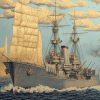 Frigate Warship Voyage Diamond Painting