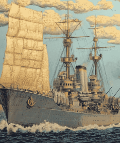 Frigate Warship Voyage Diamond Painting