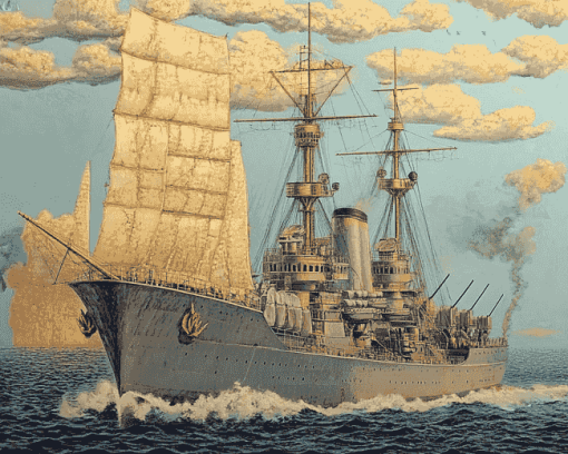 Frigate Warship Voyage Diamond Painting