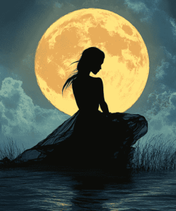 Full Moon Silhouette Diamond Painting