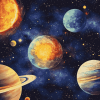 Galaxy Planets Diamond Painting