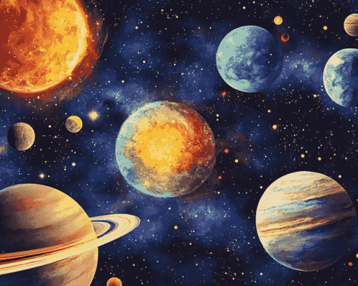 Galaxy Planets Diamond Painting