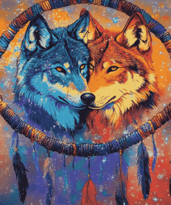 Galaxy Wolf Dream Catcher Diamond Painting