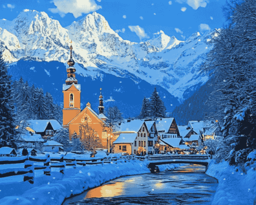 German Bavaria Winter Scenes Diamond Painting