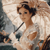 Girl Parasol Vintage Diamond Painting