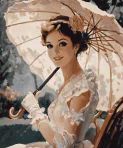 Girl Parasol Vintage Diamond Painting