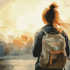 Girl and Backpack Style Diamond Painting