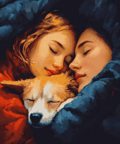 Girl and Her Puppy Diamond Painting