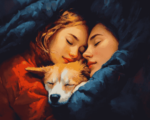 Girl and Her Puppy Diamond Painting