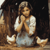 Girl with Chicken on the Farm Diamond Painting