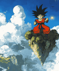 Goku Anime on Flying Nimbus Diamond Painting